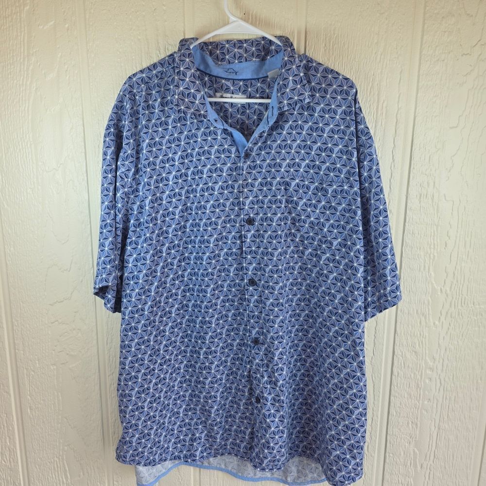 Men's Tommy Bahama Blue Geometric Button Down Shirt, Size XXL